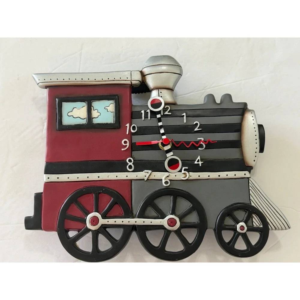 Allen Designs Studio Steam Engine Train Locomotive Wall Clock No Pendulum